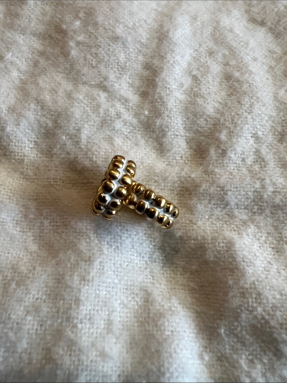 Brighton Gold Beaded Charm Beads Shiny Gold and white down the middle
